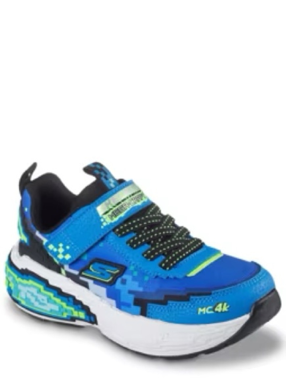 Skechers Kids' Blue and Neon Green Light-Up Sneaker Size 2 boy